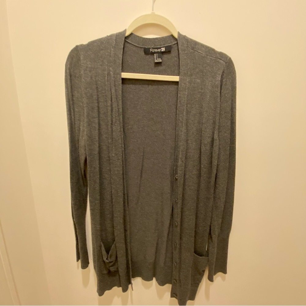 Forever 21 long grey cardigan
